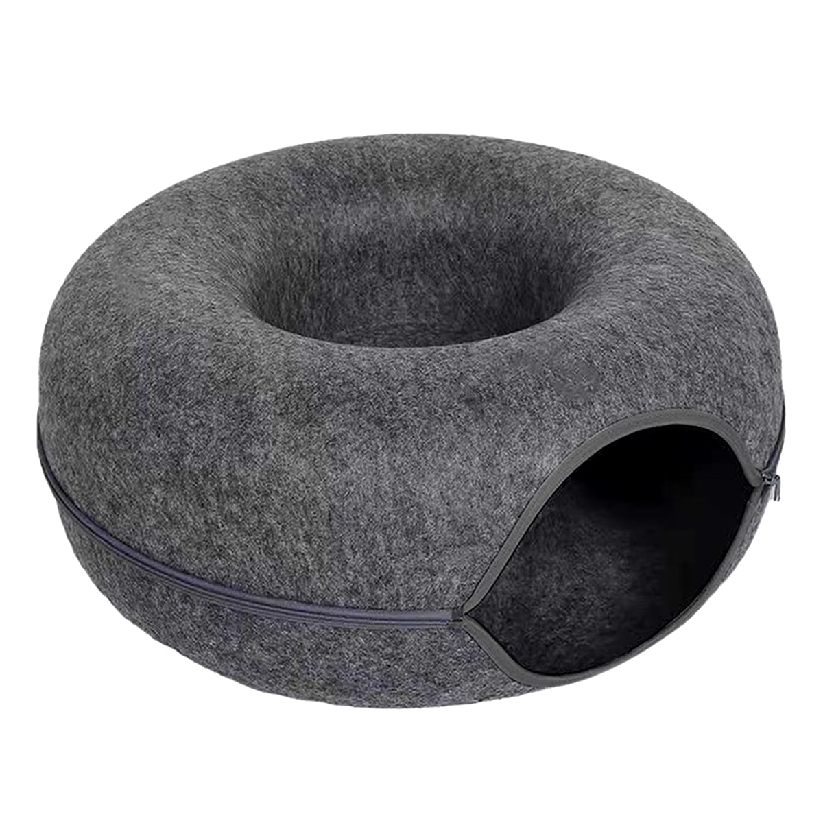 Felt Donut Bed for Cats House with Breather Hole Dog Bed Interactive Play Toys for Cats to Hide 2 in 1 Tunnel for Cats Bed